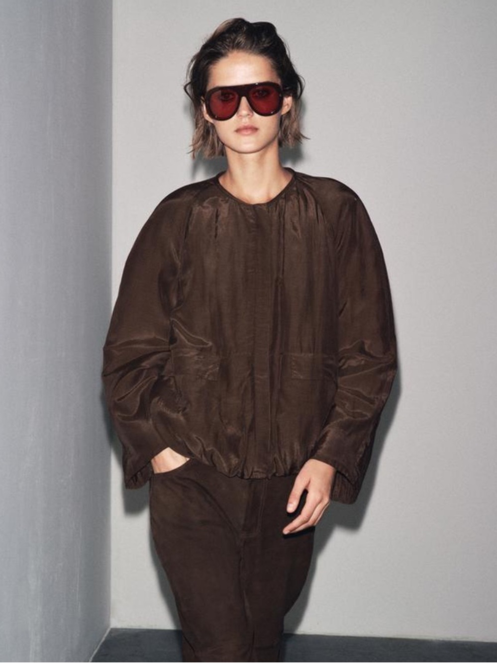 Zara ZW Collection Brown Padded Jacket Oversized 8042/209 NWT Size S